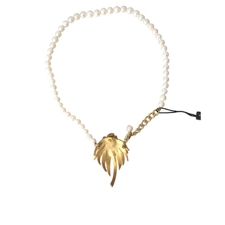 Colier tip pandantiv charm Dolce & Gabbana cu copăcel, perle și cristale, din alamă aurie