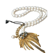 Colier tip pandantiv charm Dolce & Gabbana cu copăcel, perle și cristale, din alamă aurie