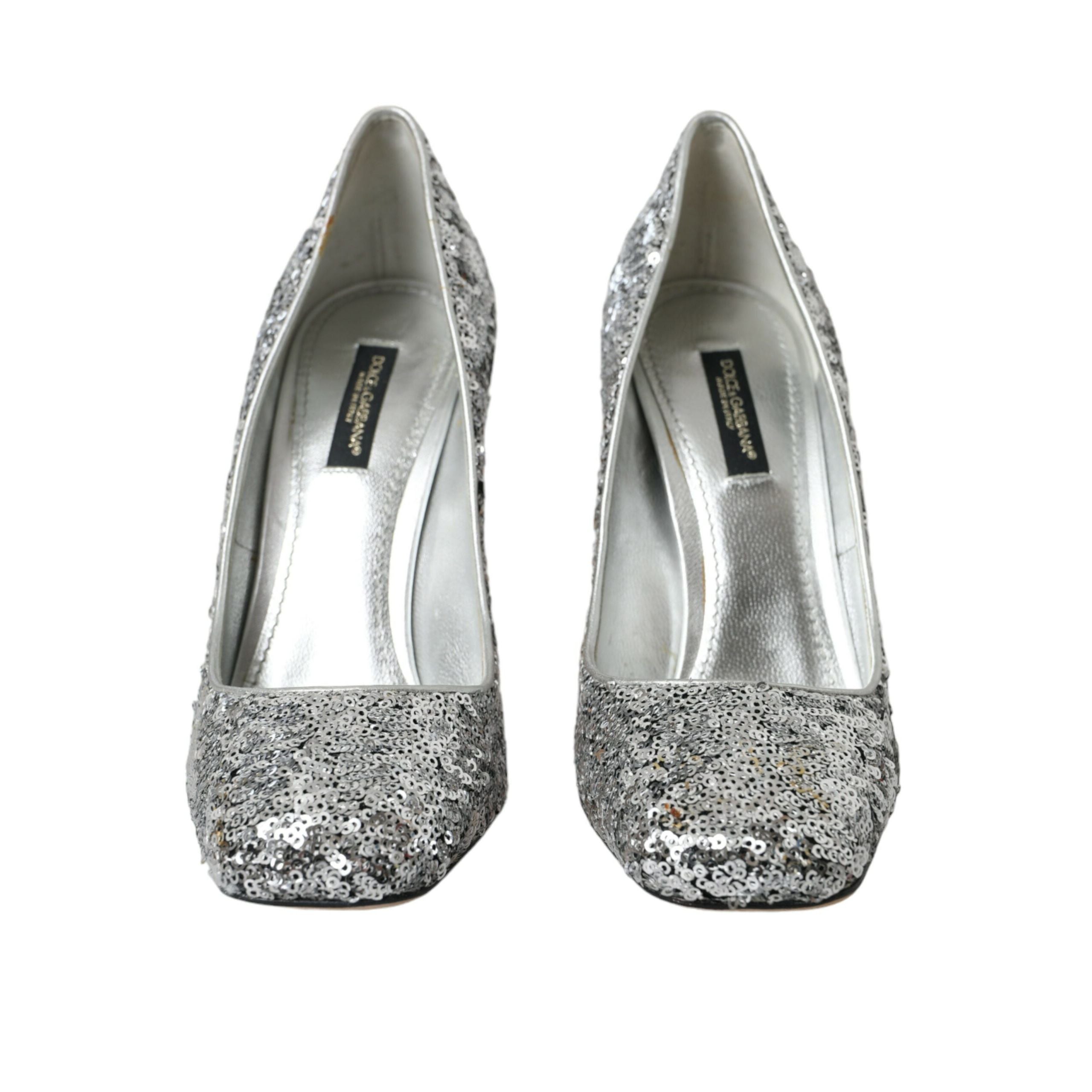Pantofi cu toc Dolce & Gabbana cu paiete argintii