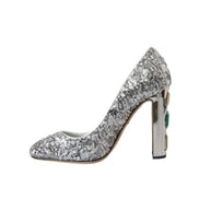 Pantofi cu toc Dolce & Gabbana cu paiete argintii