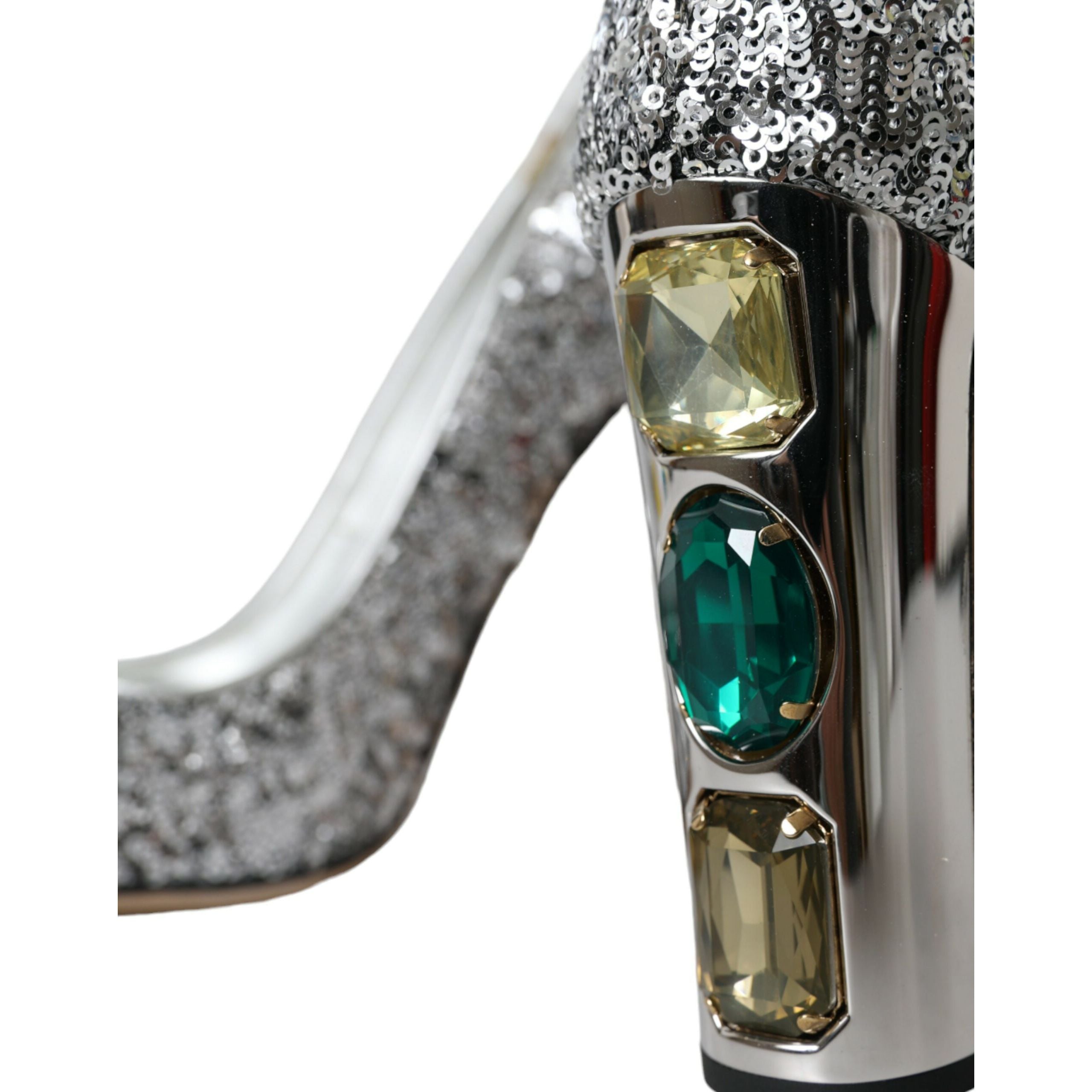 Pantofi cu toc Dolce & Gabbana cu paiete argintii