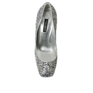 Pantofi cu toc Dolce & Gabbana cu paiete argintii