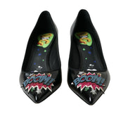 Dolce & Gabbana Black Leather BOOM Patch Pumps