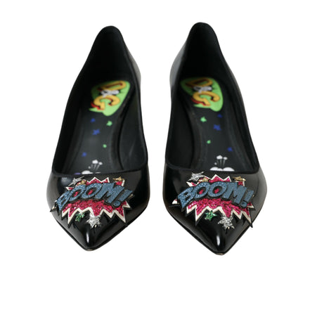 Dolce & Gabbana Black Leather BOOM Patch Pumps