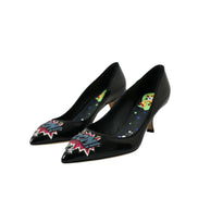 Dolce & Gabbana Black Leather BOOM Patch Pumps