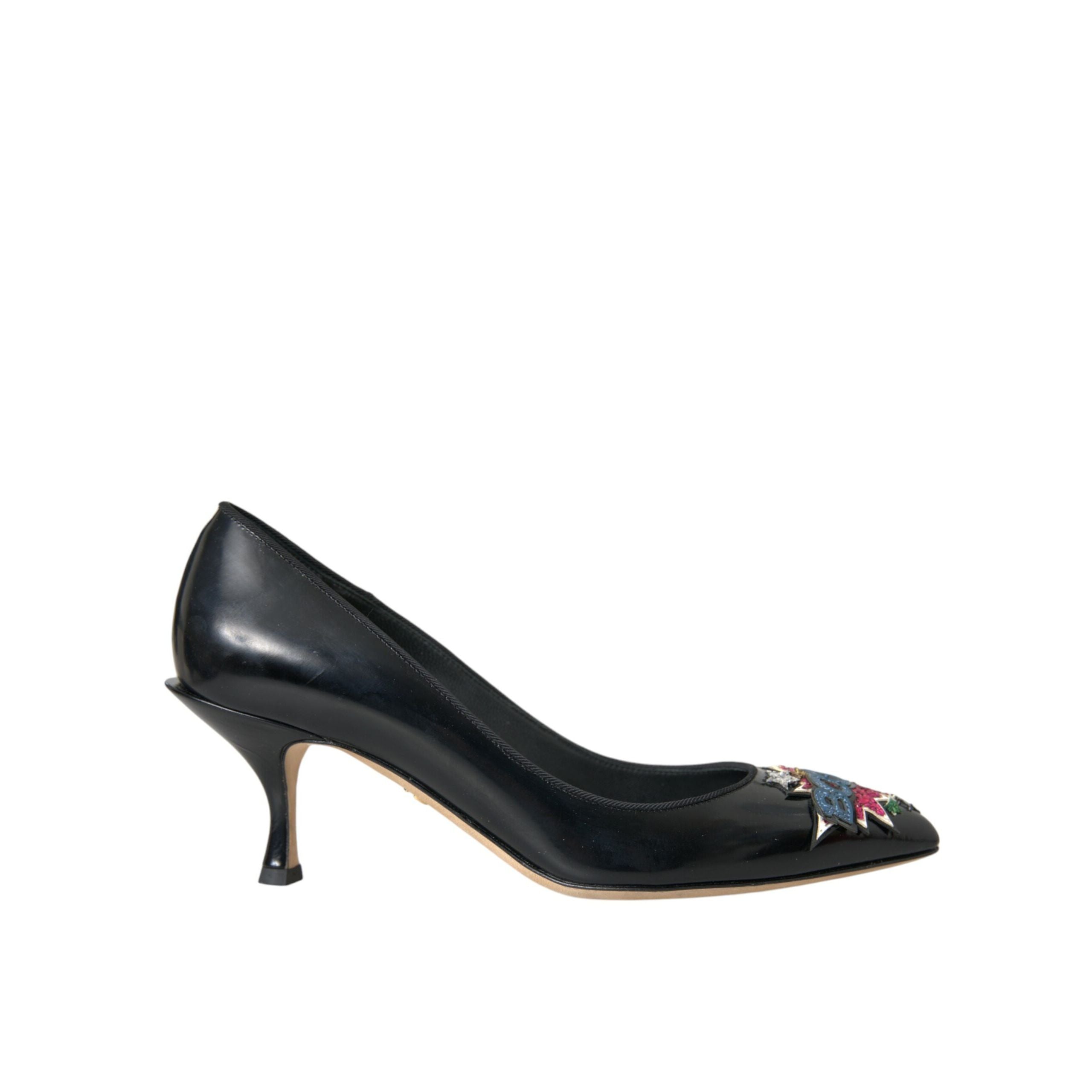Dolce & Gabbana Black Leather BOOM Patch Pumps