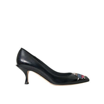Dolce & Gabbana Black Leather BOOM Patch Pumps