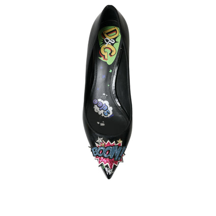 Dolce & Gabbana Black Leather BOOM Patch Pumps