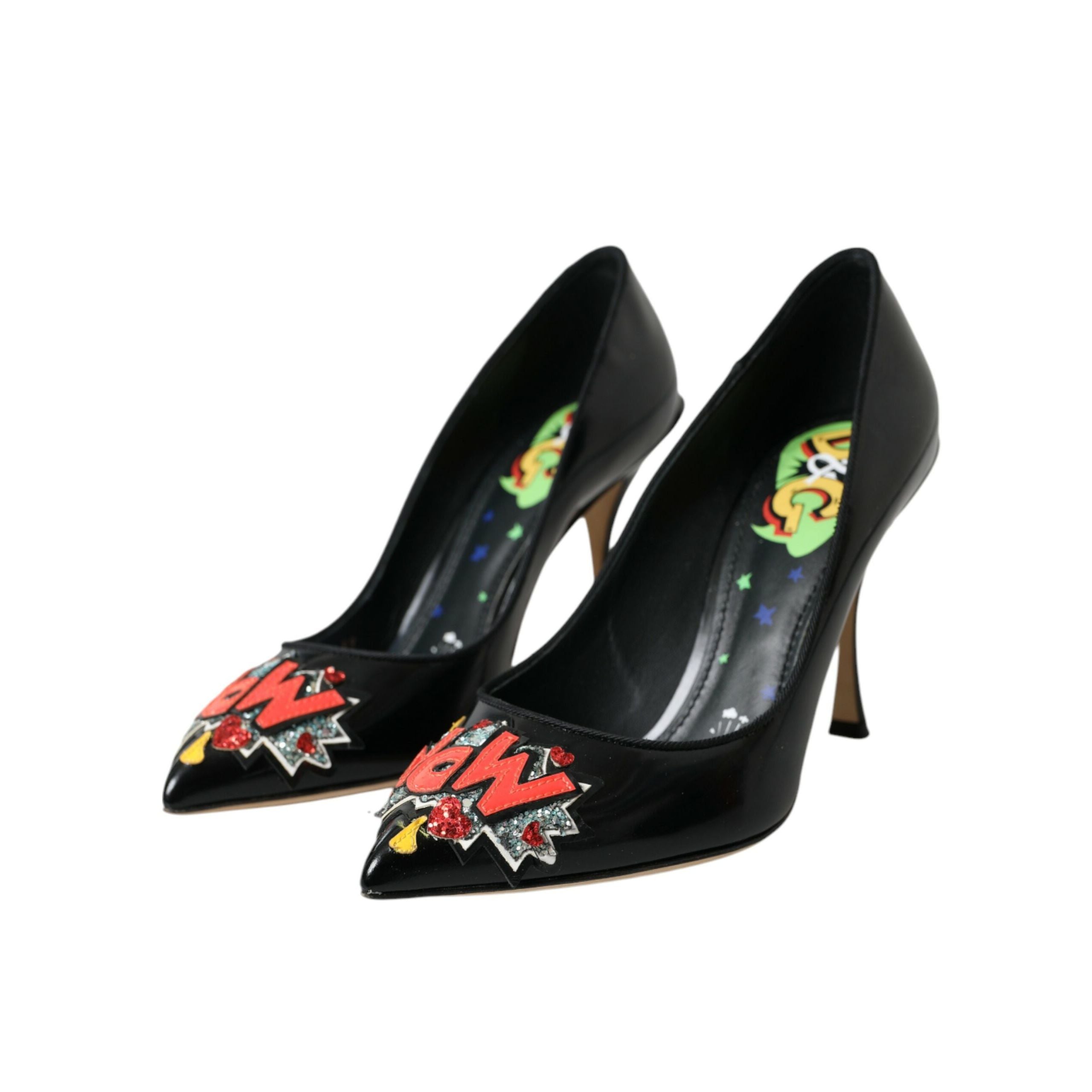 Dolce & Gabbana Black Leather WOW Patch Pumps