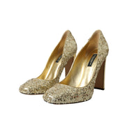 Pantofi cu toc Dolce & Gabbana Gold Sequin Crystal