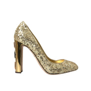 Pantofi cu toc Dolce & Gabbana Gold Sequin Crystal