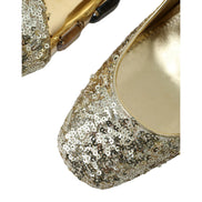 Pantofi cu toc Dolce & Gabbana Gold Sequin Crystal