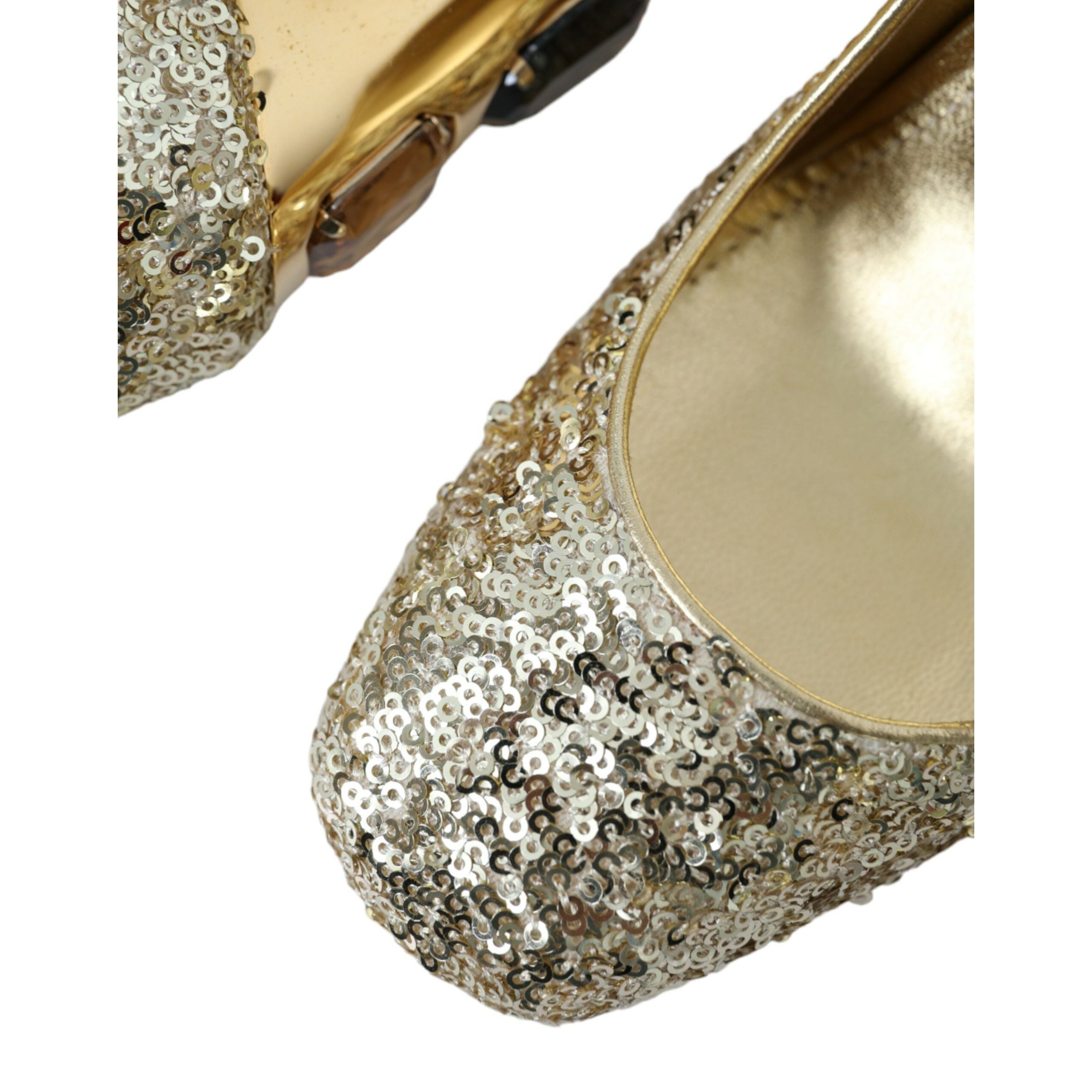 Pantofi cu toc Dolce & Gabbana Gold Sequin Crystal
