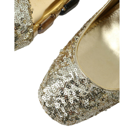 Pantofi cu toc Dolce & Gabbana Gold Sequin Crystal