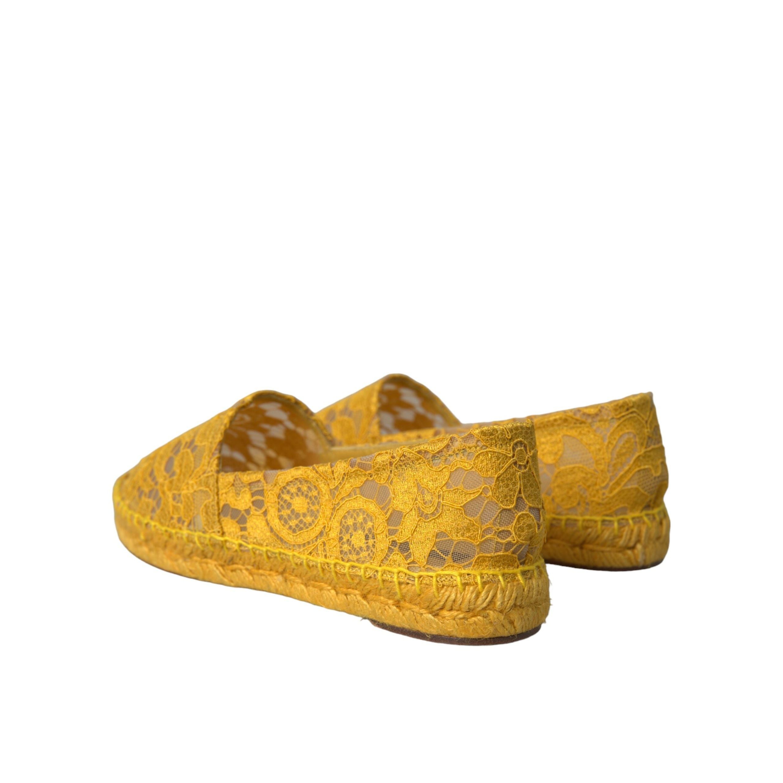Espadrile plate Dolce & Gabbana galbene din dantelă Taormina