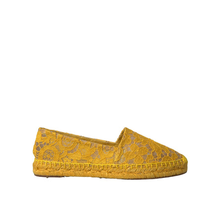 Espadrile plate Dolce & Gabbana galbene din dantelă Taormina