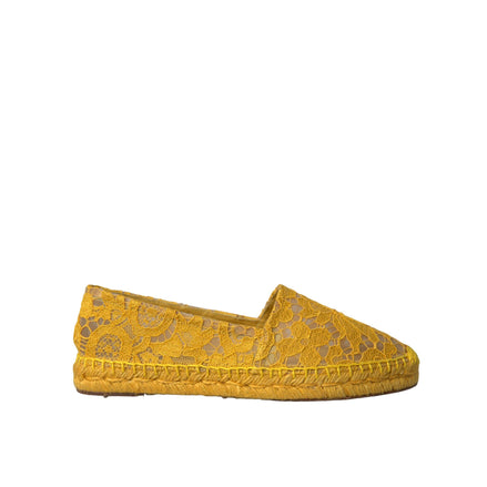 Dolce & Gabbana Yellow Taormina Lace Espadrille Flats