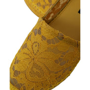 Espadrile plate Dolce & Gabbana galbene din dantelă Taormina