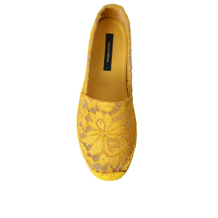 Espadrile plate Dolce & Gabbana galbene din dantelă Taormina