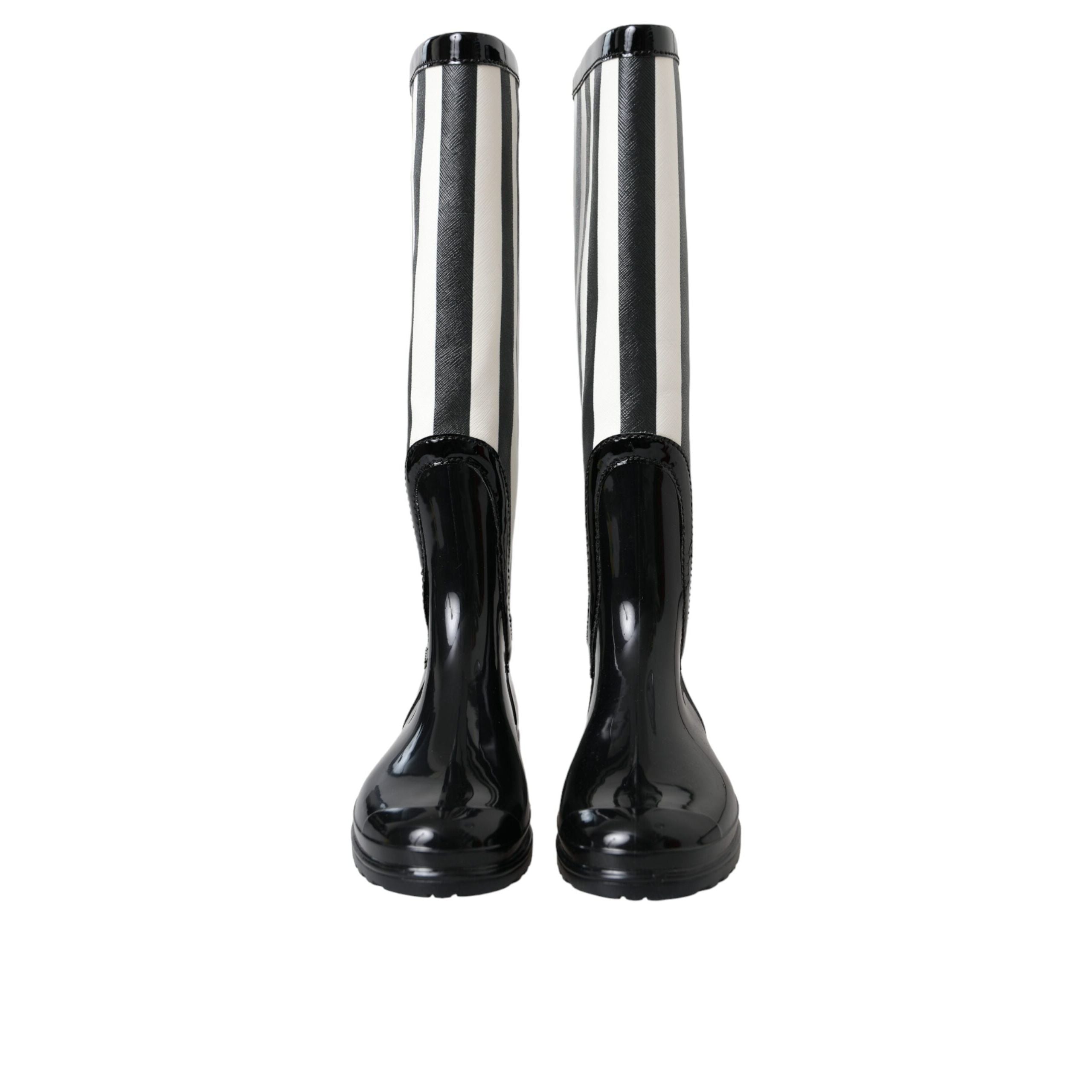 Dolce & Gabbana Black Rubber Knee High Boots