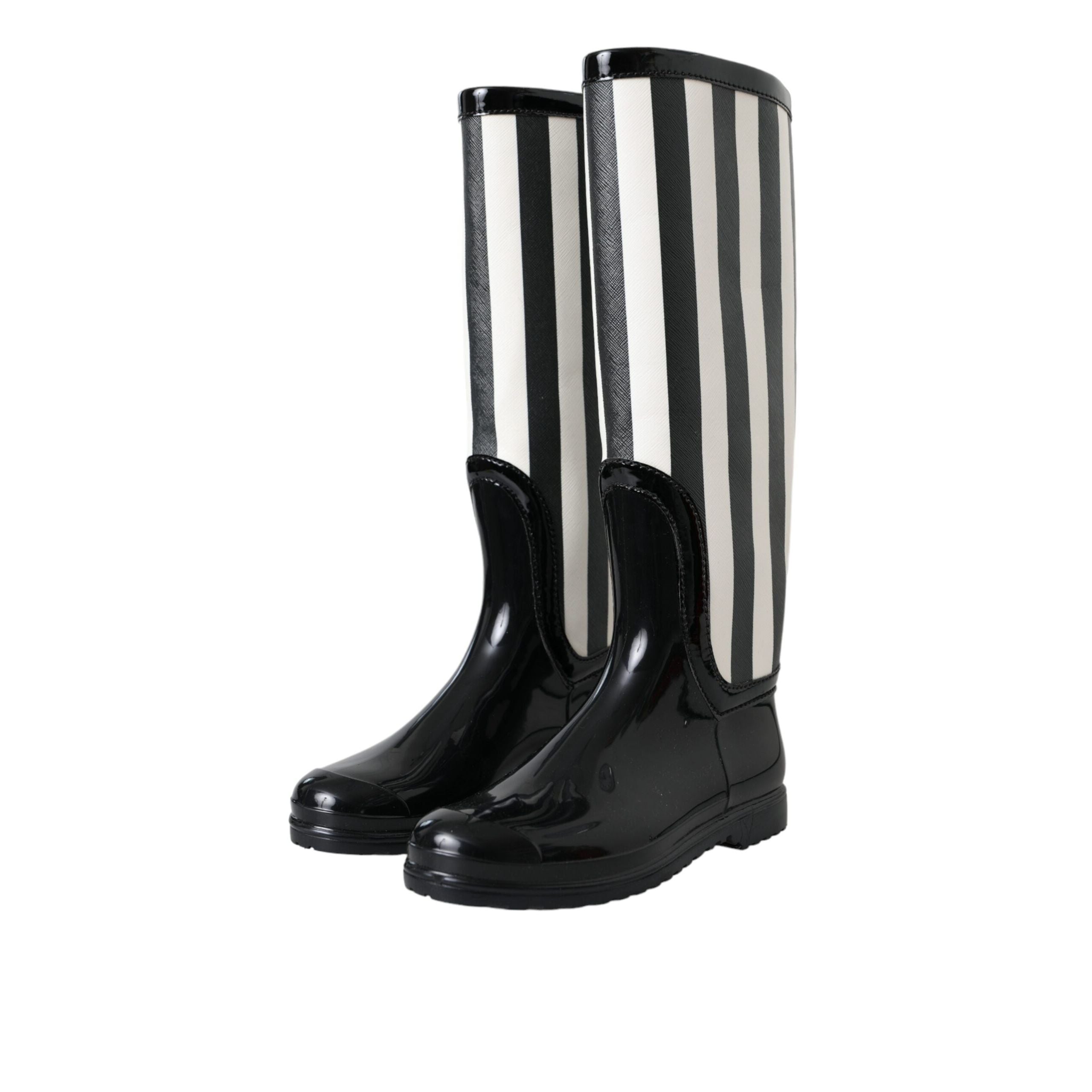 Dolce & Gabbana Black Rubber Knee High Boots