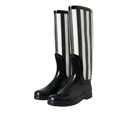 Dolce & Gabbana Black Rubber Knee High Boots