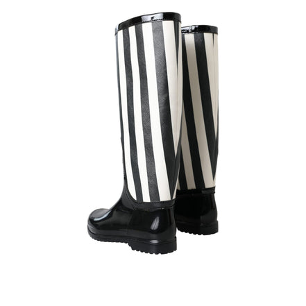 Dolce & Gabbana Black Rubber Knee High Boots
