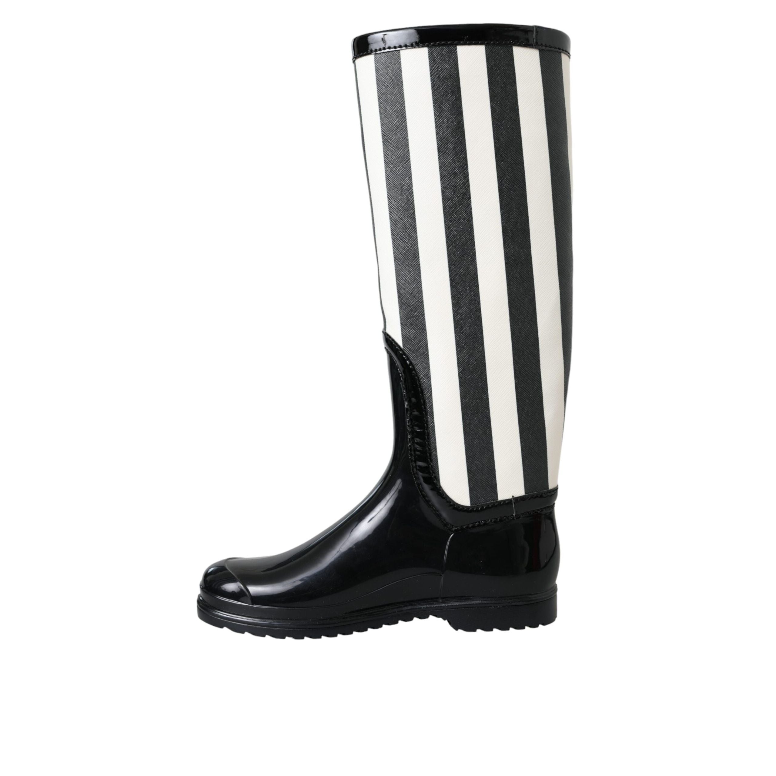 Dolce & Gabbana Black Rubber Knee High Boots