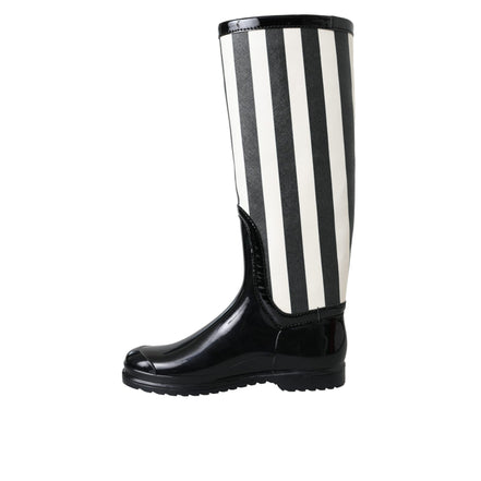 Dolce & Gabbana Black Rubber Knee High Boots