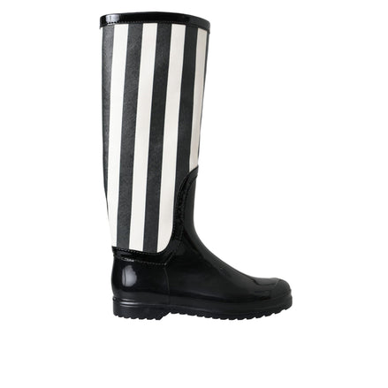 Dolce & Gabbana Black Rubber Knee High Boots