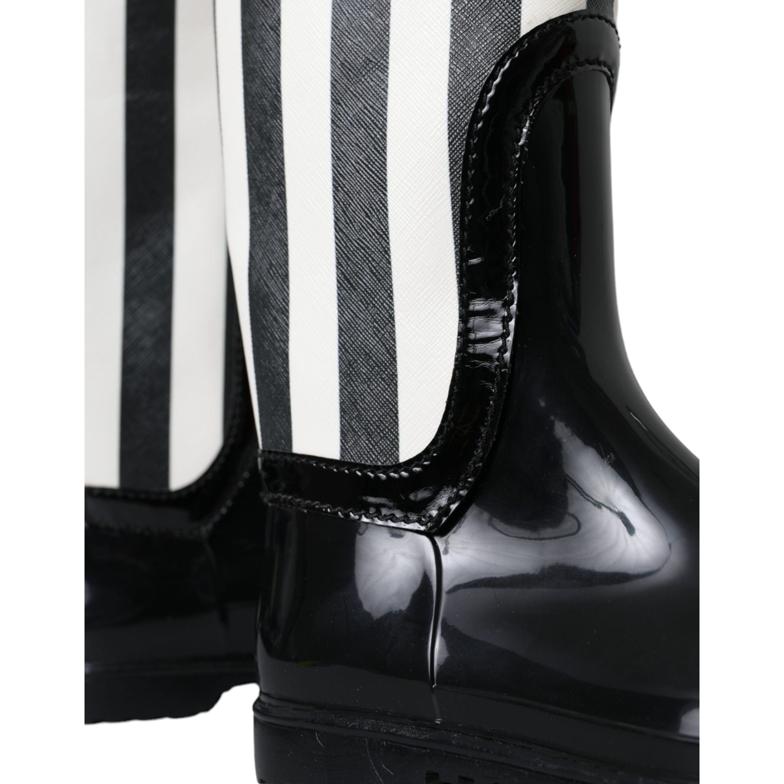 Dolce & Gabbana Black Rubber Knee High Boots