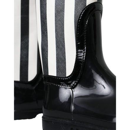 Dolce & Gabbana Black Rubber Knee High Boots