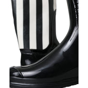 Dolce & Gabbana Black Rubber Knee High Boots