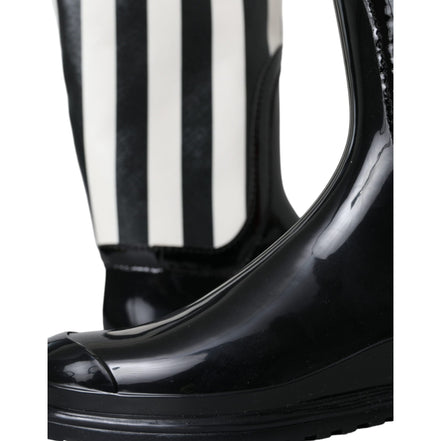 Dolce & Gabbana Black Rubber Knee High Boots