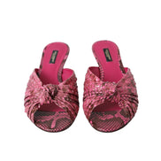 Papuci Dolce & Gabbana cu toc mic, din piele exotică roz