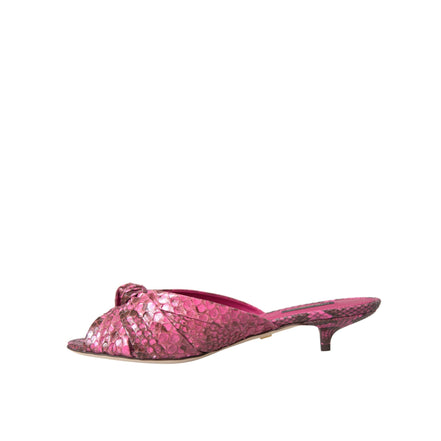 Papuci Dolce & Gabbana cu toc mic, din piele exotică roz