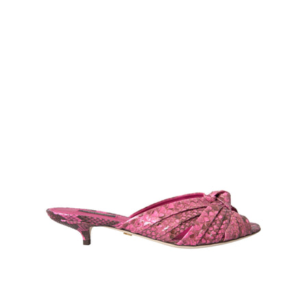 Papuci Dolce & Gabbana cu toc mic, din piele exotică roz