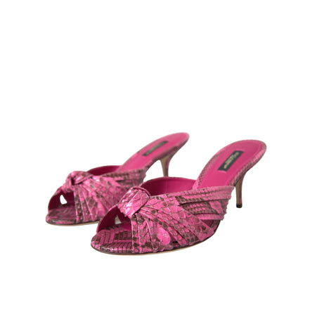 Dolce & Gabbana Saboane cu toc mic și barete din piele exotică roz