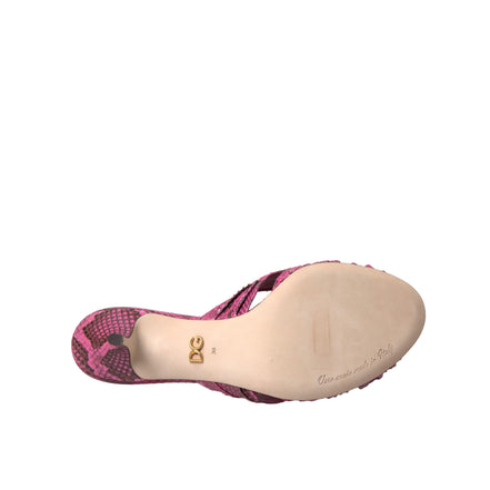 Dolce & Gabbana Saboane cu toc mic și barete din piele exotică roz