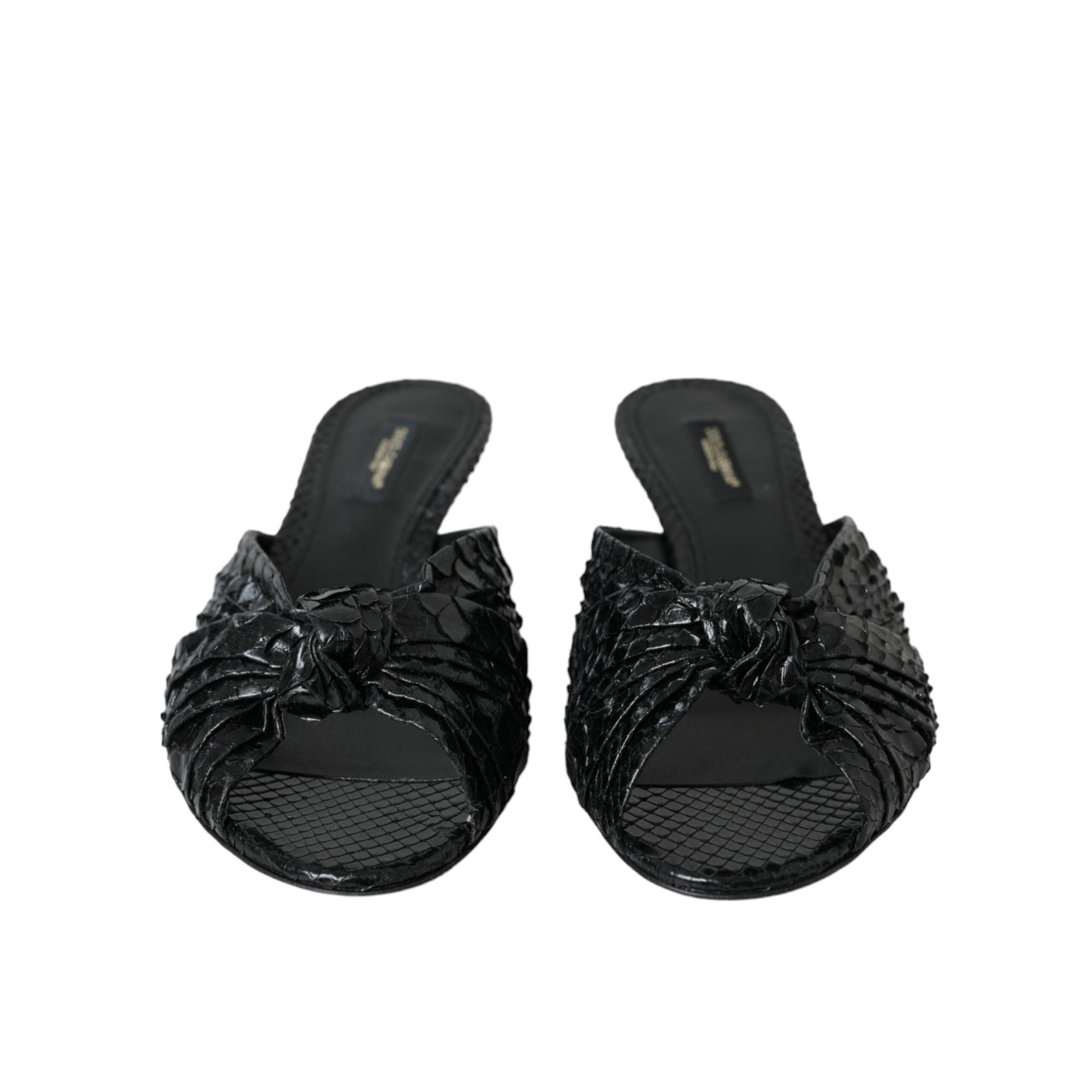 Dolce & Gabbana Papuci cu toc din piele exotică neagră