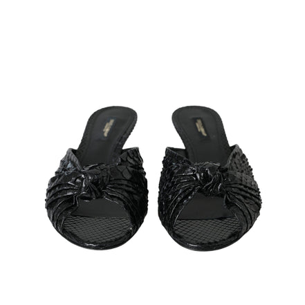 Dolce & Gabbana Papuci cu toc din piele exotică neagră