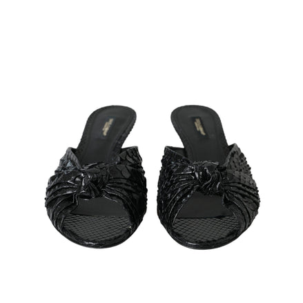 Dolce & Gabbana Papuci cu toc din piele exotică neagră