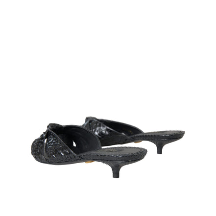 Dolce & Gabbana Papuci cu toc din piele exotică neagră