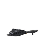 Dolce & Gabbana Papuci cu toc din piele exotică neagră