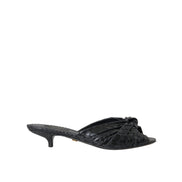 Dolce & Gabbana Papuci cu toc din piele exotică neagră