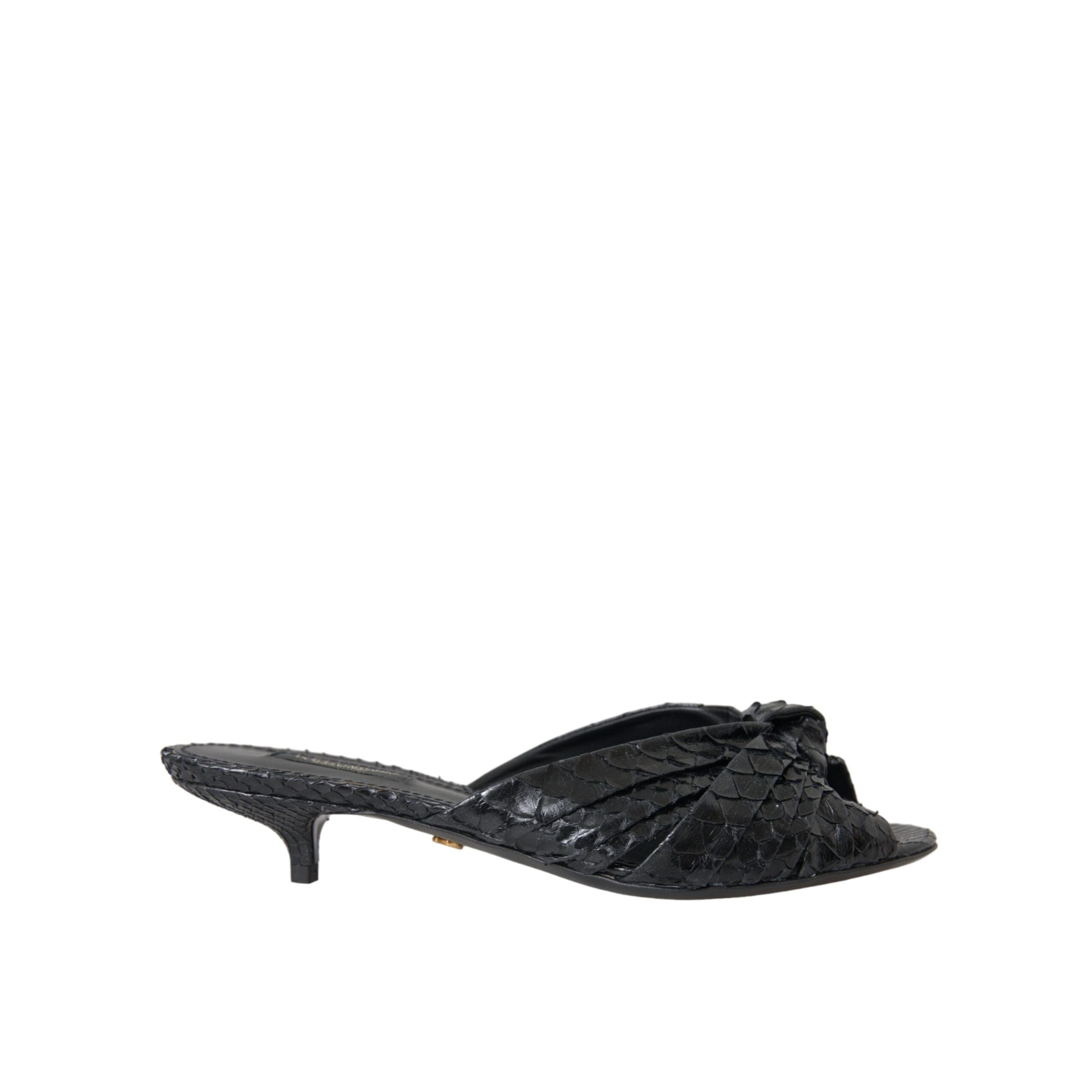 Dolce & Gabbana Papuci cu toc din piele exotică neagră