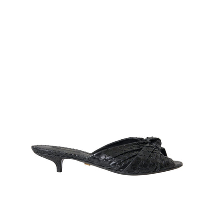 Dolce & Gabbana Papuci cu toc din piele exotică neagră