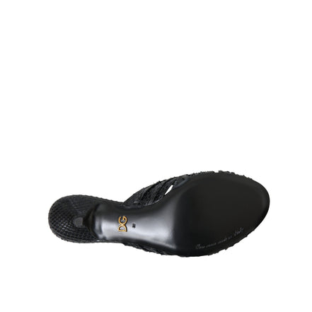 Dolce & Gabbana Papuci cu toc din piele exotică neagră