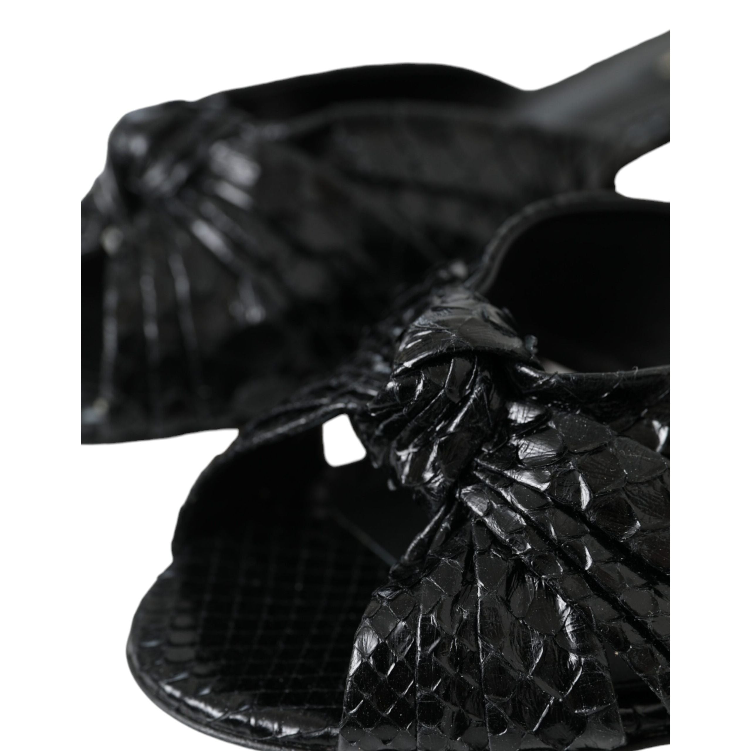 Dolce & Gabbana Papuci cu toc din piele exotică neagră