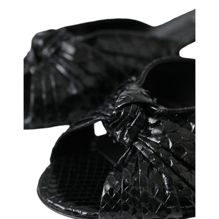 Dolce & Gabbana Papuci cu toc din piele exotică neagră